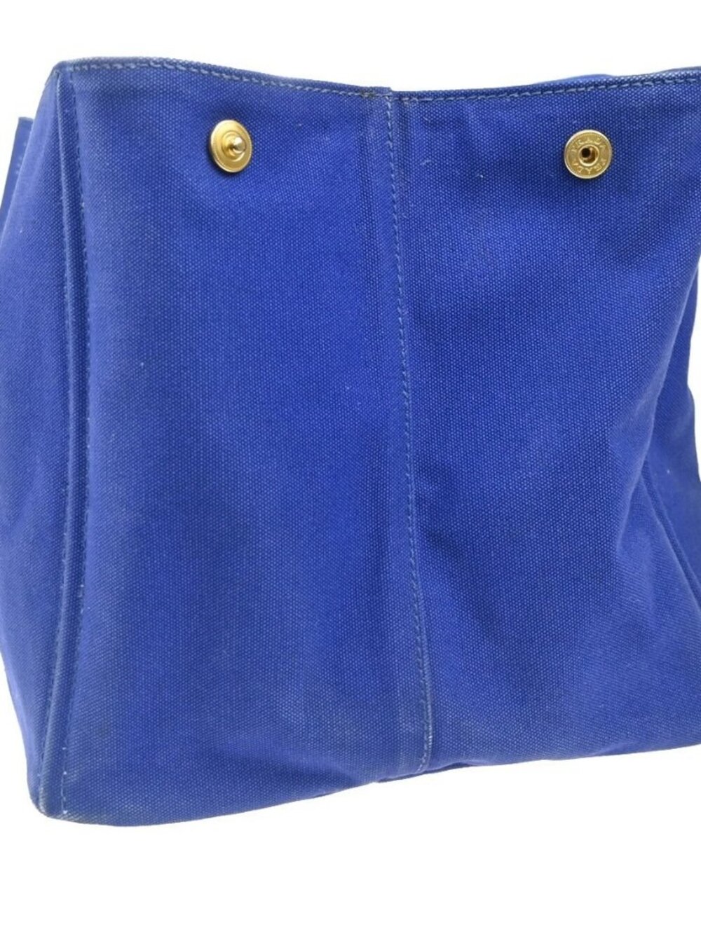 PRADA Logo CANAPA Shoulder Hand Tote Bag Canvas Leather Blue GHW 36KC773 - Picture 9 of 16